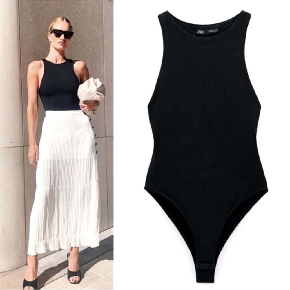 Zara Black High-Neck Bodysuit